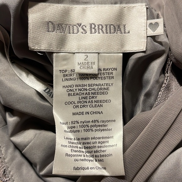 David’s Bridal Gray Bridesmaids Dress Size 2 - Picture 8 of 9